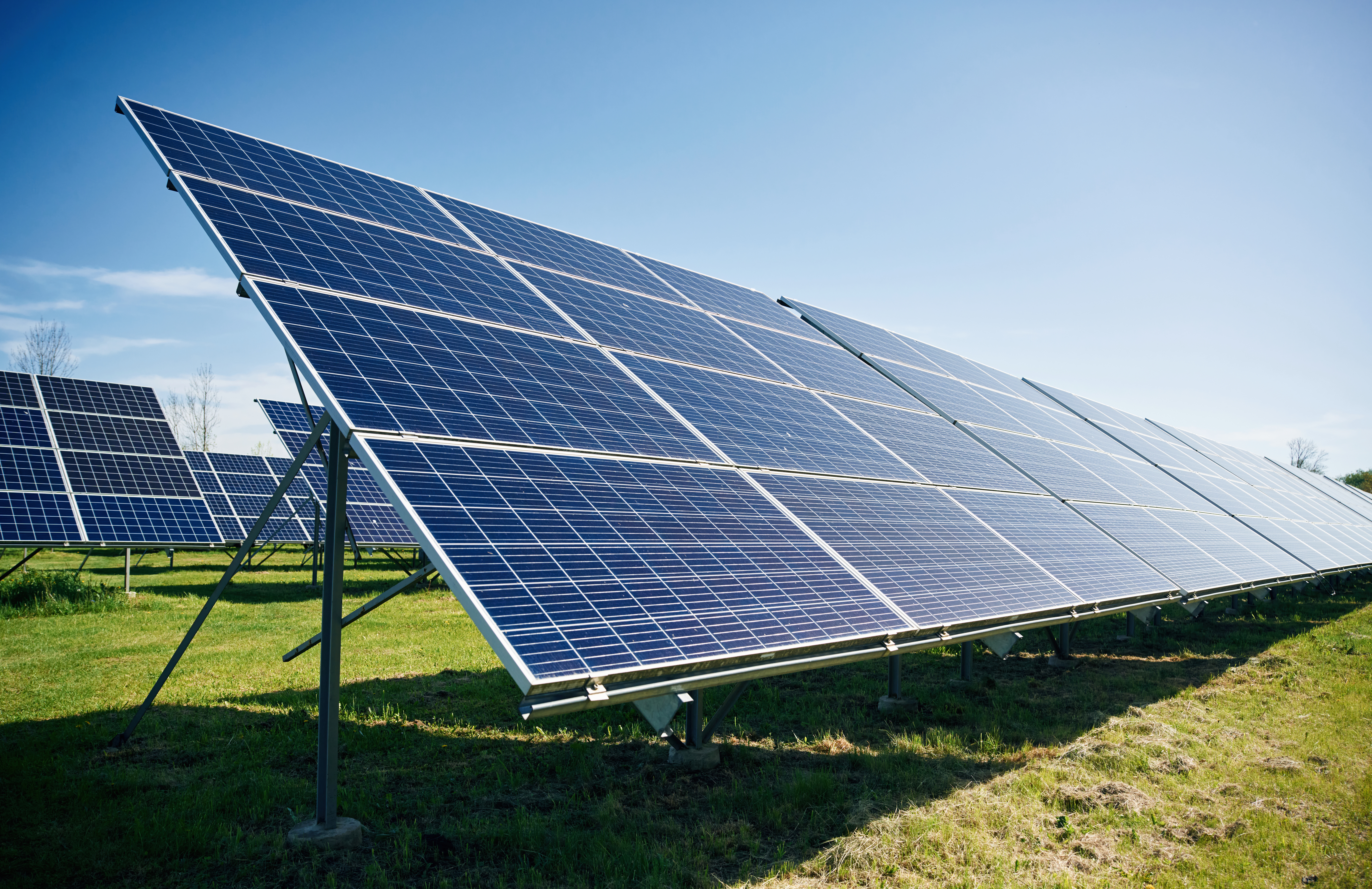 Solar panels outdoors under sunlight