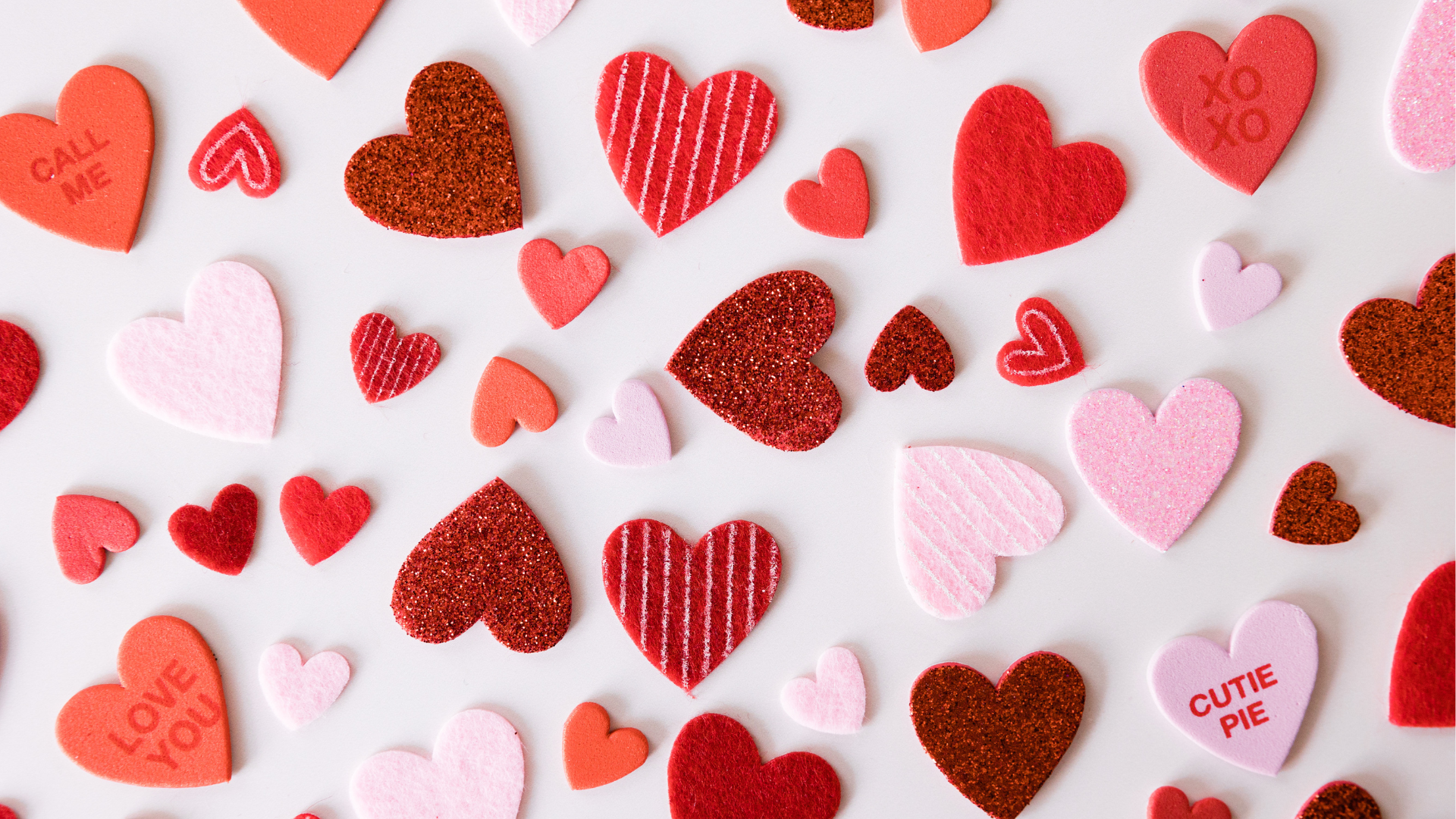 Cut out hearts on white background.